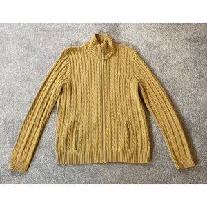 Lauren Ralph Lauren Cardigan Sweater Cable Knit Full-Zip Goldenrod Yellow XL